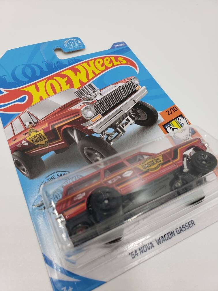 Hot Wheels '64 Nova Wagon Gasser Red Muscle Mania Collectable Miniature Scale Model Toy Car Perfect Birthday Gift