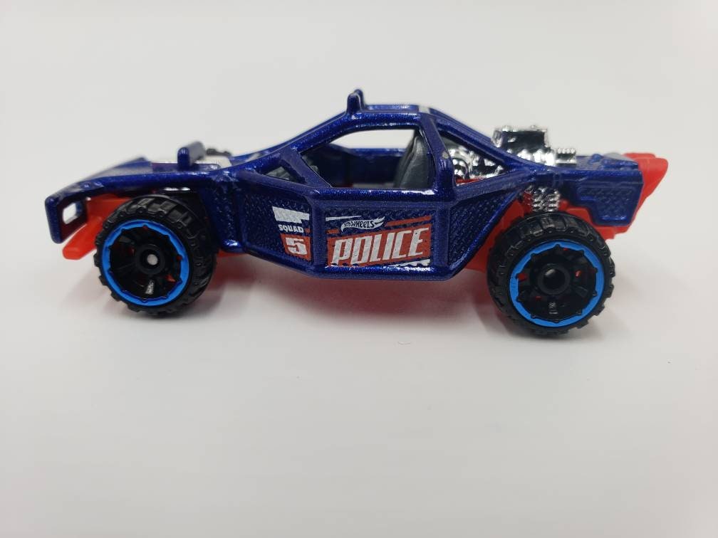 Hot Wheels Roll Cage Police Dune Buggy Metalflake Blue HW City Miniature Collectable Scale Model Toy Car