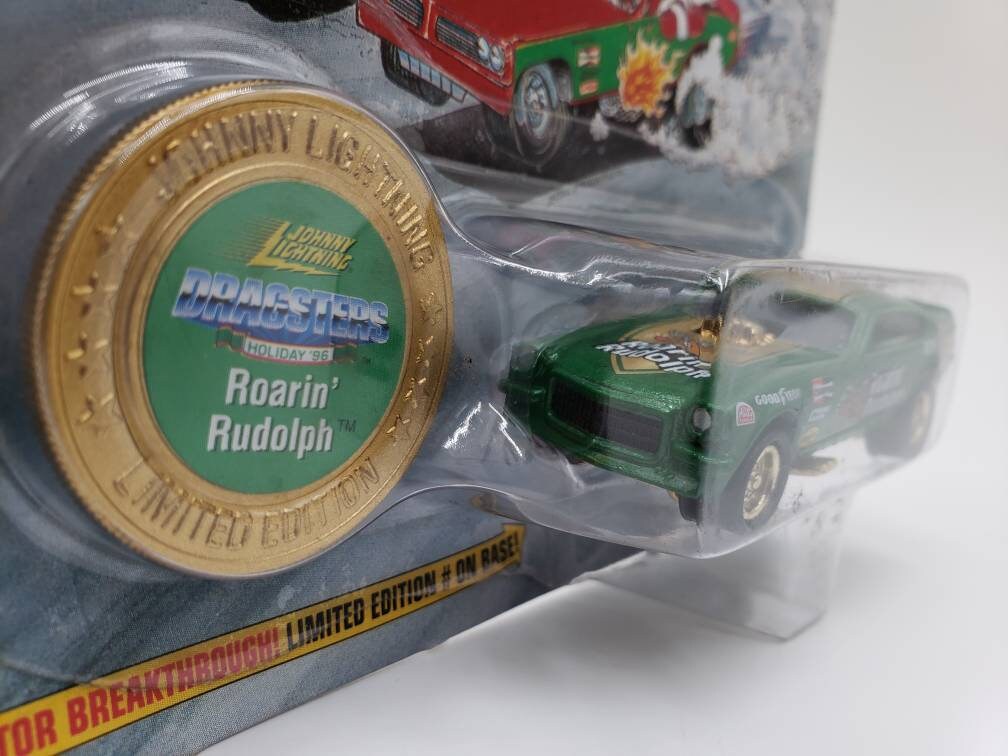Johnny Lightning Roarin' Rudolph Green Dragsters Holiday '96 Perfect Birthday Gift Miniature Collectable Model Toy Car