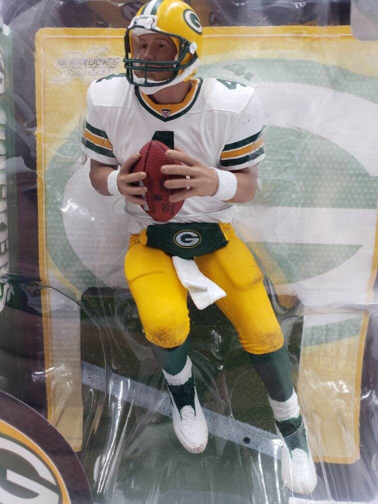 Brett Favre Green Bay Packers White and Yellow McFarlane Toys Collectable NFL Action Figure Perfect Birthday Gift Man Cave Football Decor