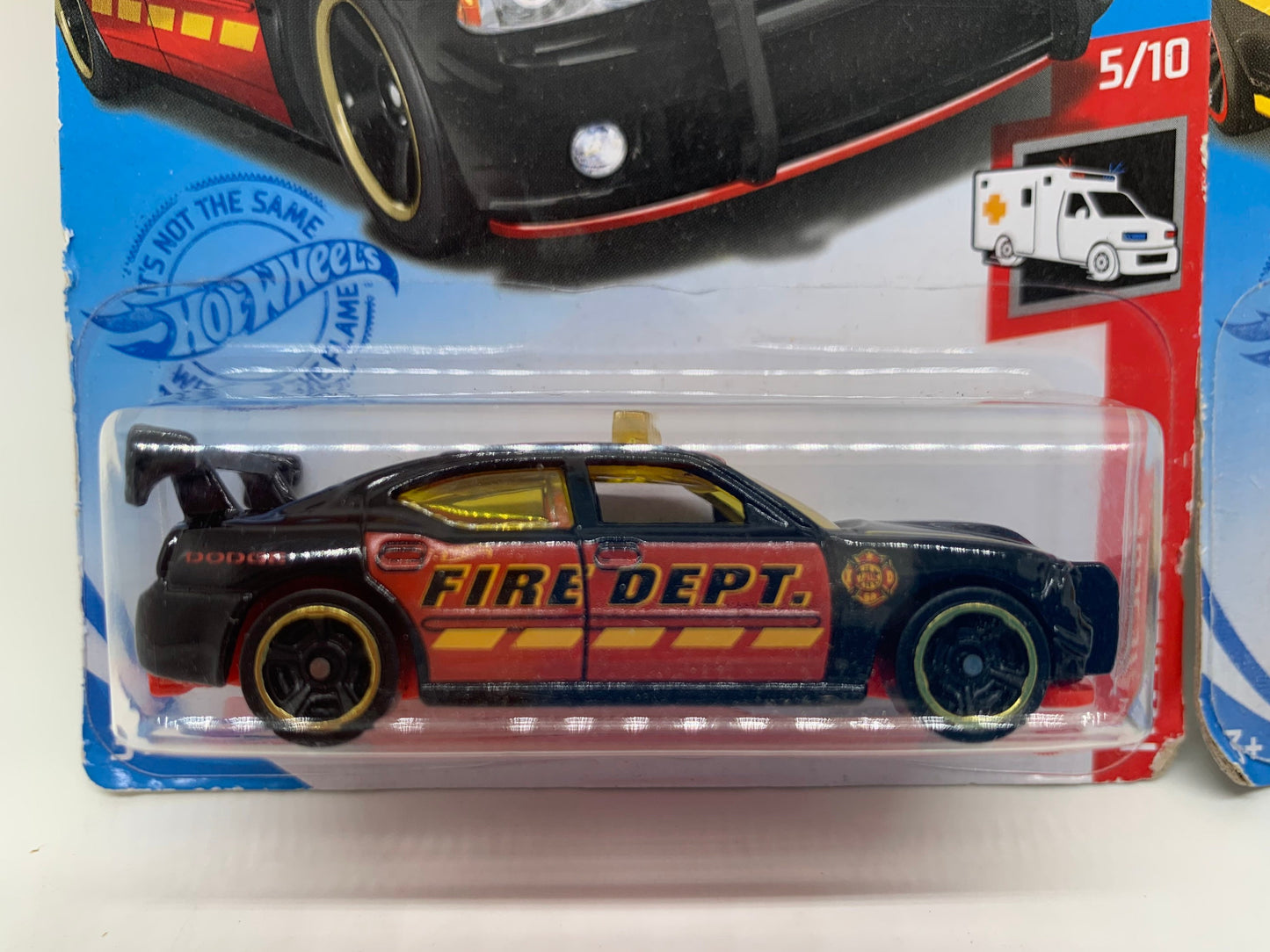 Hot Wheels Dodge Charger SRT Drift Fire Dept Black and Yellow HW Rescue Collectable Miniature Scale Model Toy Car Perfect Birthday Gift