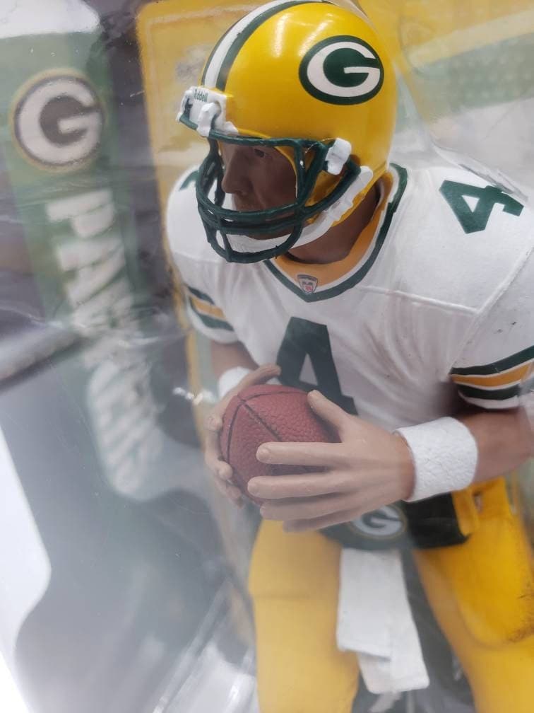Brett Favre Green Bay Packers White and Yellow McFarlane Toys Collectable NFL Action Figure Perfect Birthday Gift Man Cave Football Decor