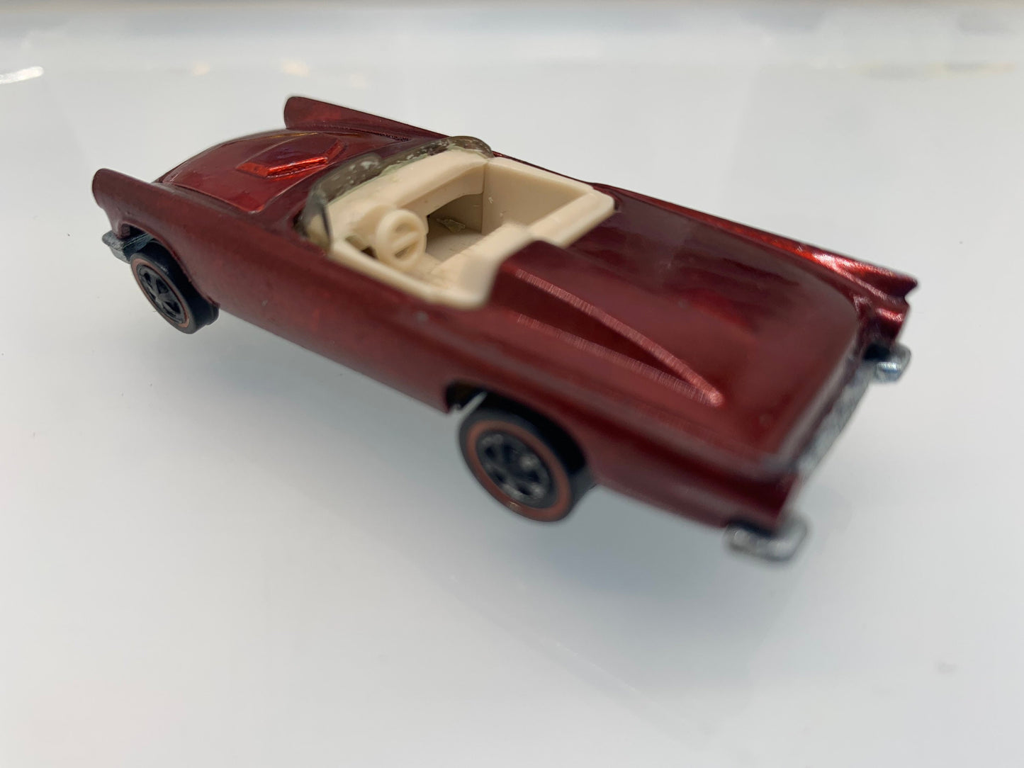 Redline Hot Wheels Classic '57 T-Bird Red Diecast Metal Collectible Vintage Hot Wheels Scale Miniature Model Toy Car