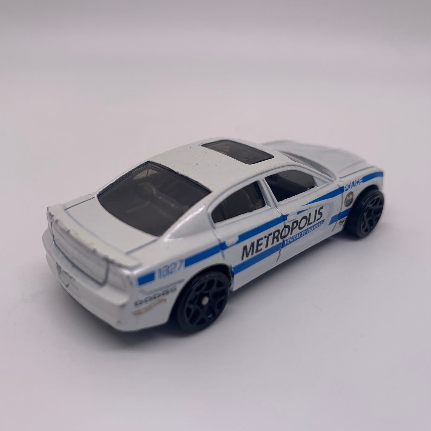 Metropolis Police Dodge Charger RT White and Blue Hot Wheels Diecast Metal Miniature Model Toy Car