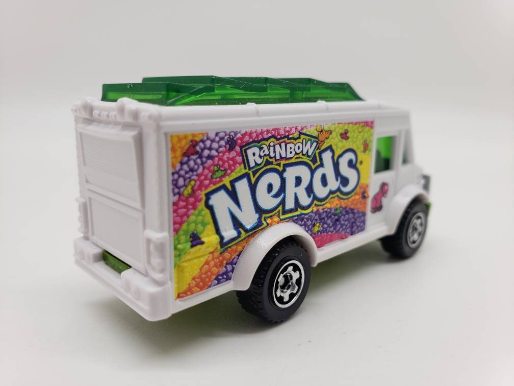 Matchbox Food Truck Rainbow Nerds White Candy Series Perfect Birthday Gift Miniature Collectable Scale Model Toy Car Chow Mobile Chow Wagon