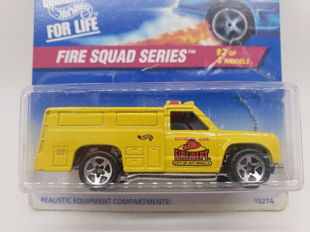Hot Wheels Fire Dept Rescue Ranger Yellow Fire Squad Series Perfect Birthday Gift Miniature Collectable Scale Model Toy Car