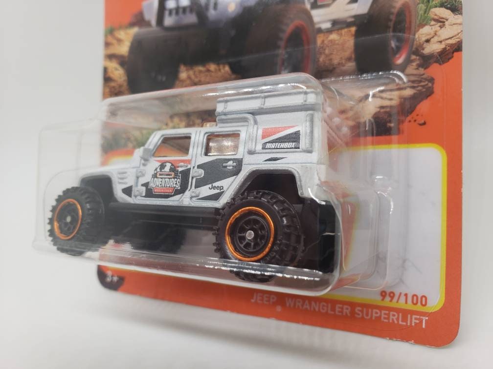 Matchbox Jeep Wrangler Superlift White MBX Adventures World Tour Collectable Scale Model Miniature Toy Car Perfect Birthday Gift