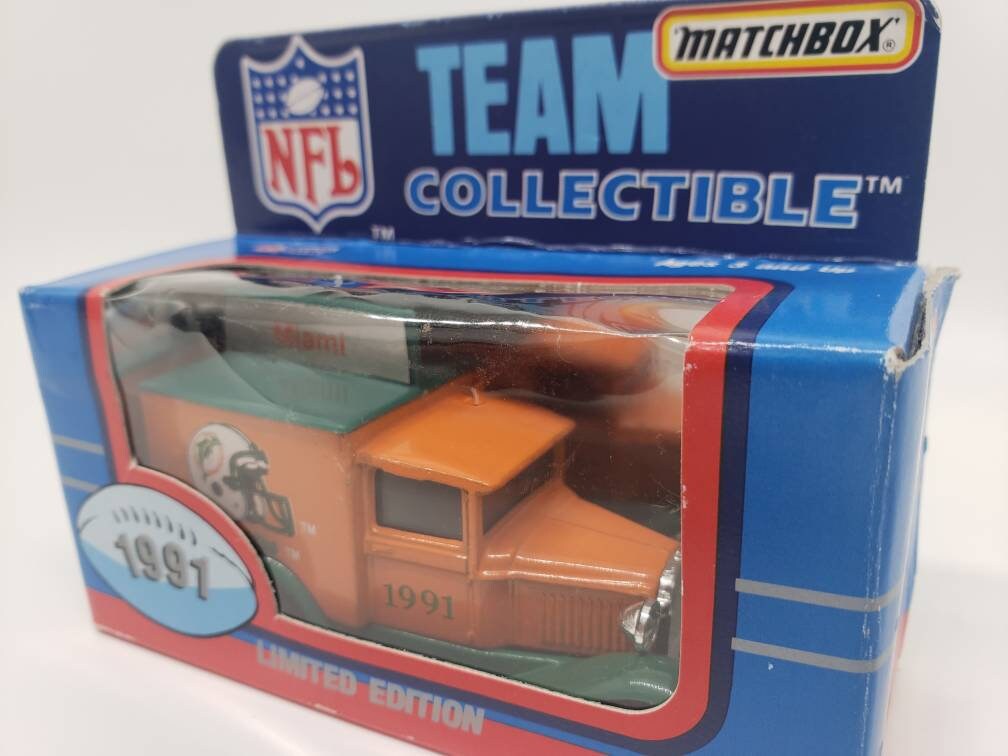 Matchbox Miami Dolphins Model A Ford Van Orange Team Collectible Miniature Scale Model Toy Car Perfect Birthday Gift
