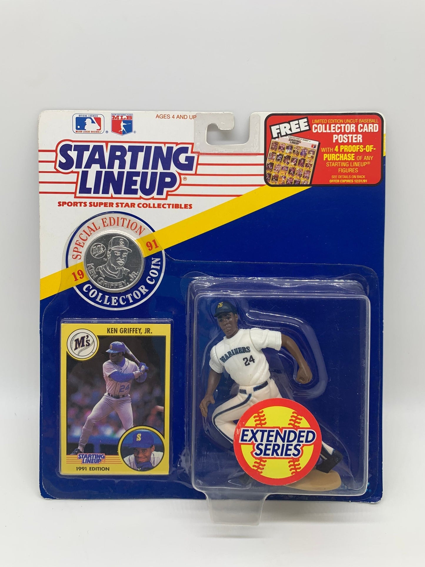 Kenner Starting Lineup Ken Griffey, Jr Seattle Mariners Extended Series Perfect Birthday Gift Collectable Action Figure Coin and Card