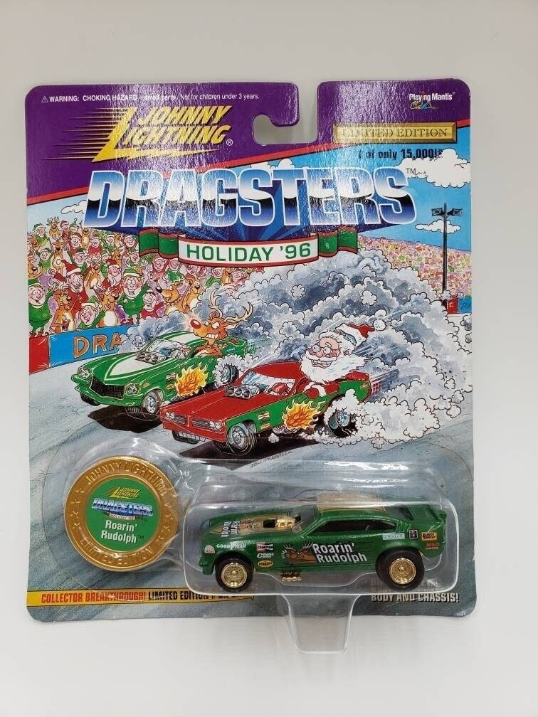 Johnny Lightning Roarin' Rudolph Green Dragsters Holiday '96 Perfect Birthday Gift Miniature Collectable Model Toy Car