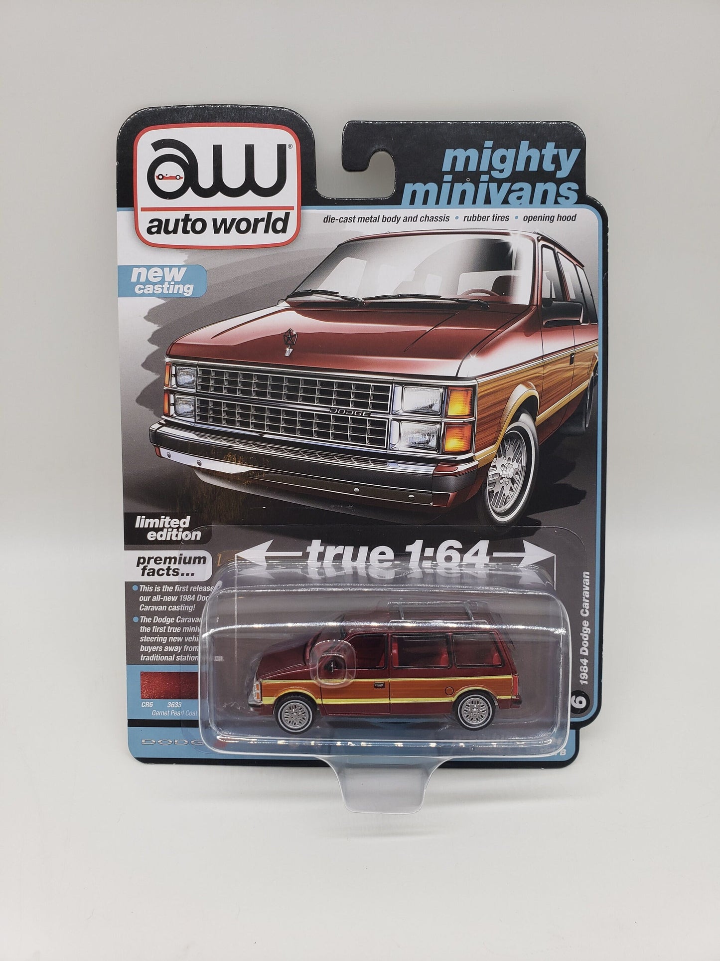 Autoworld 1984 Dodge Caravan Garnet Pearl Coat Limited Edition Collectable Scale Model Miniature Toy Car Perfect Birthday Gift