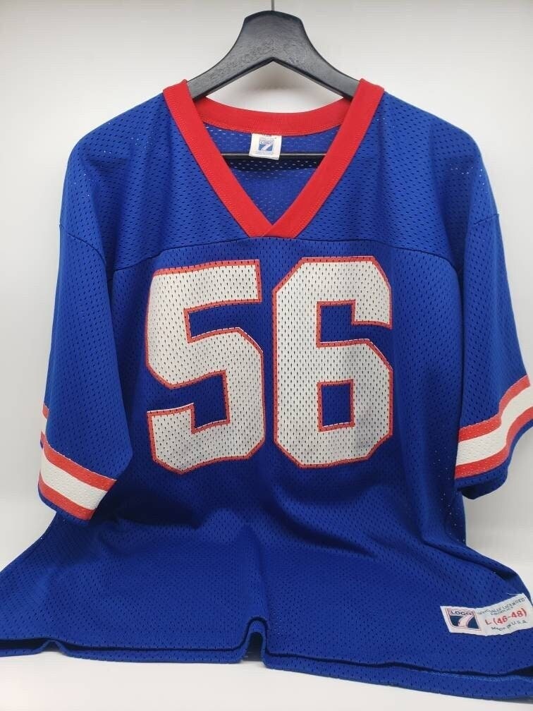 New York Giants Lawrence Taylor #56 Blue Adult Size Large Logo 7 Collectable NFL Football Jersey Perfect Birthday Gift Man Cave Sports Decor