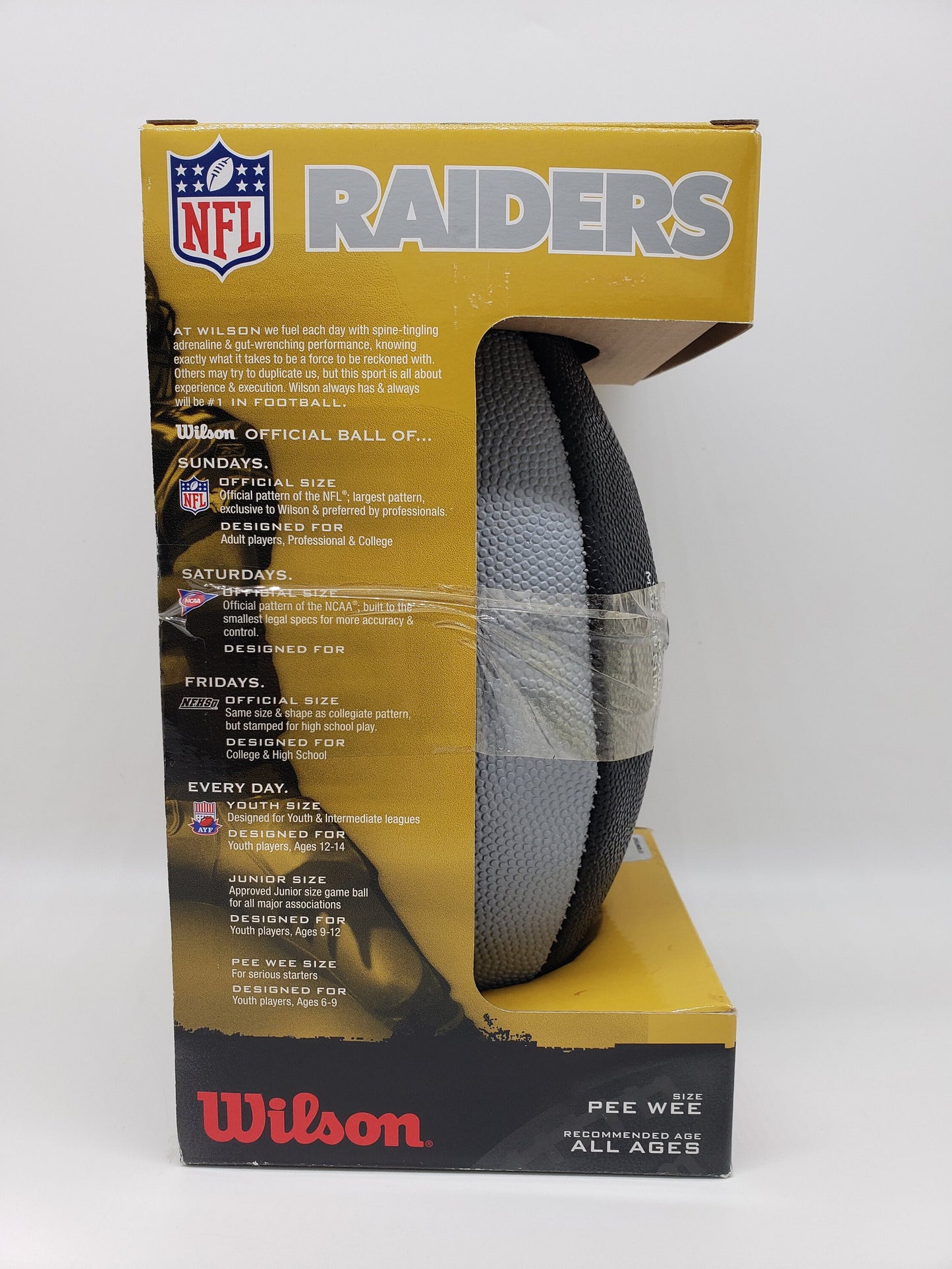 Raiders Silver and Black Pee Wee Football Wilson Collectable Miniature NFL Raiders Football Man Cave Decor Perfect Birthday Gift