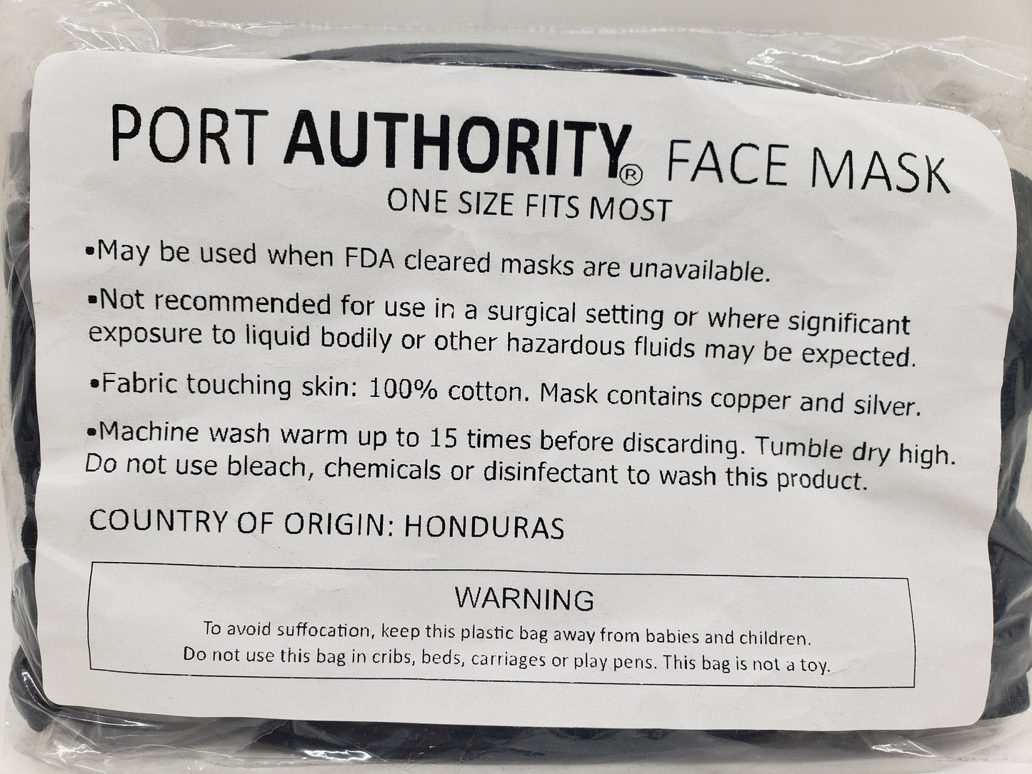 Brand New Face Mask Black Custom Blank Cloth Port Authority Face Mask 5-Pack