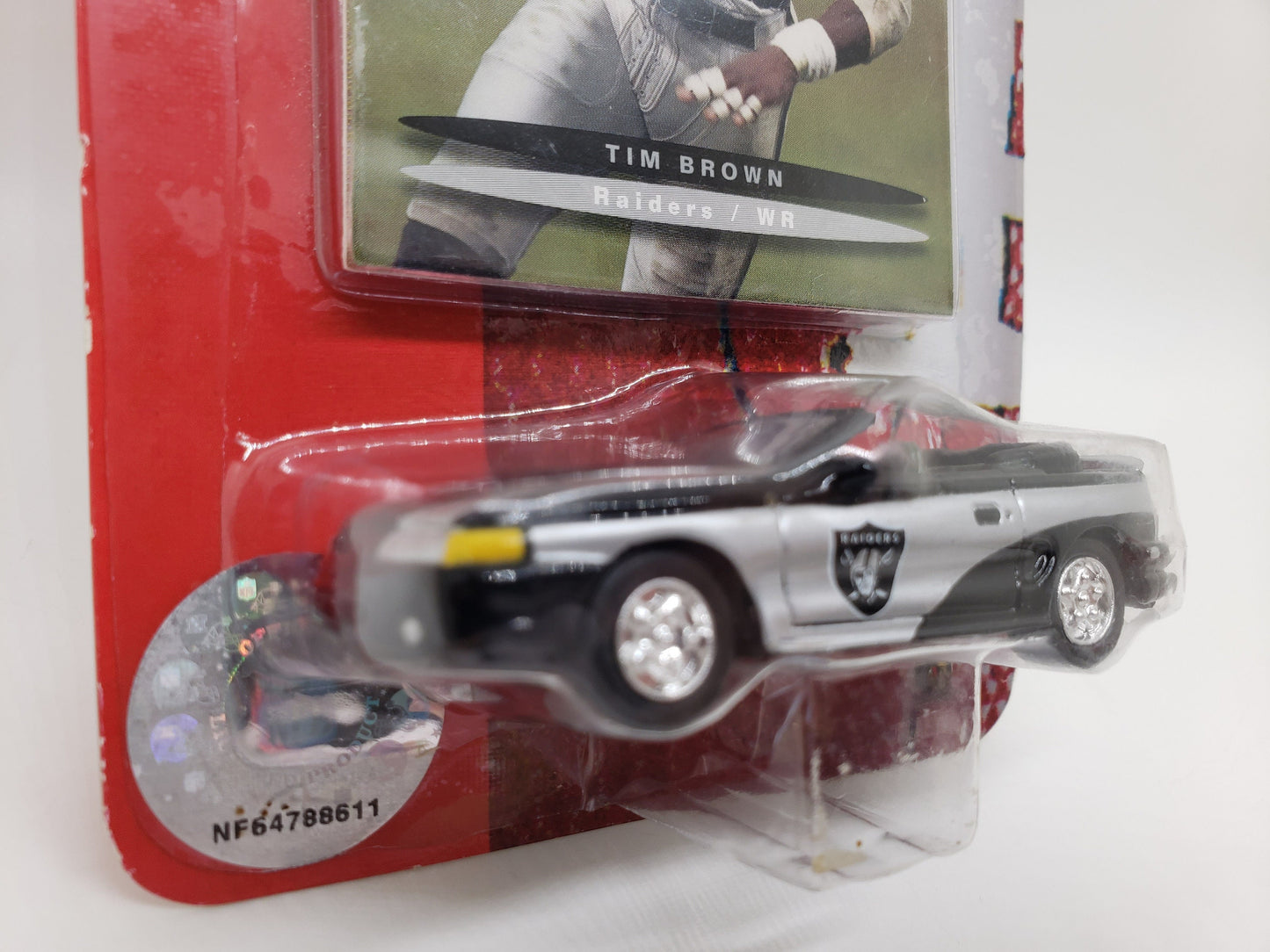 Fleer Collectibles Raiders Ford Mustang Silver Tim Brown Card NFL Team Collectible Miniature Scale Model Toy Car Perfect Birthday Gift