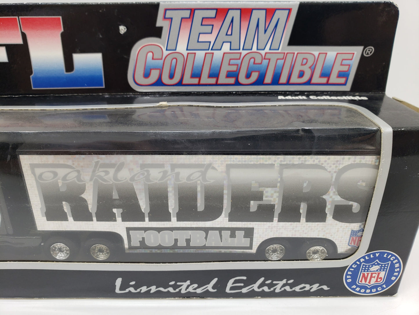 Oakland Raiders Replica Transporter Silver and Black White Rose Collectable Scale Miniature Model Toy Car Perfect Birthday Gift
