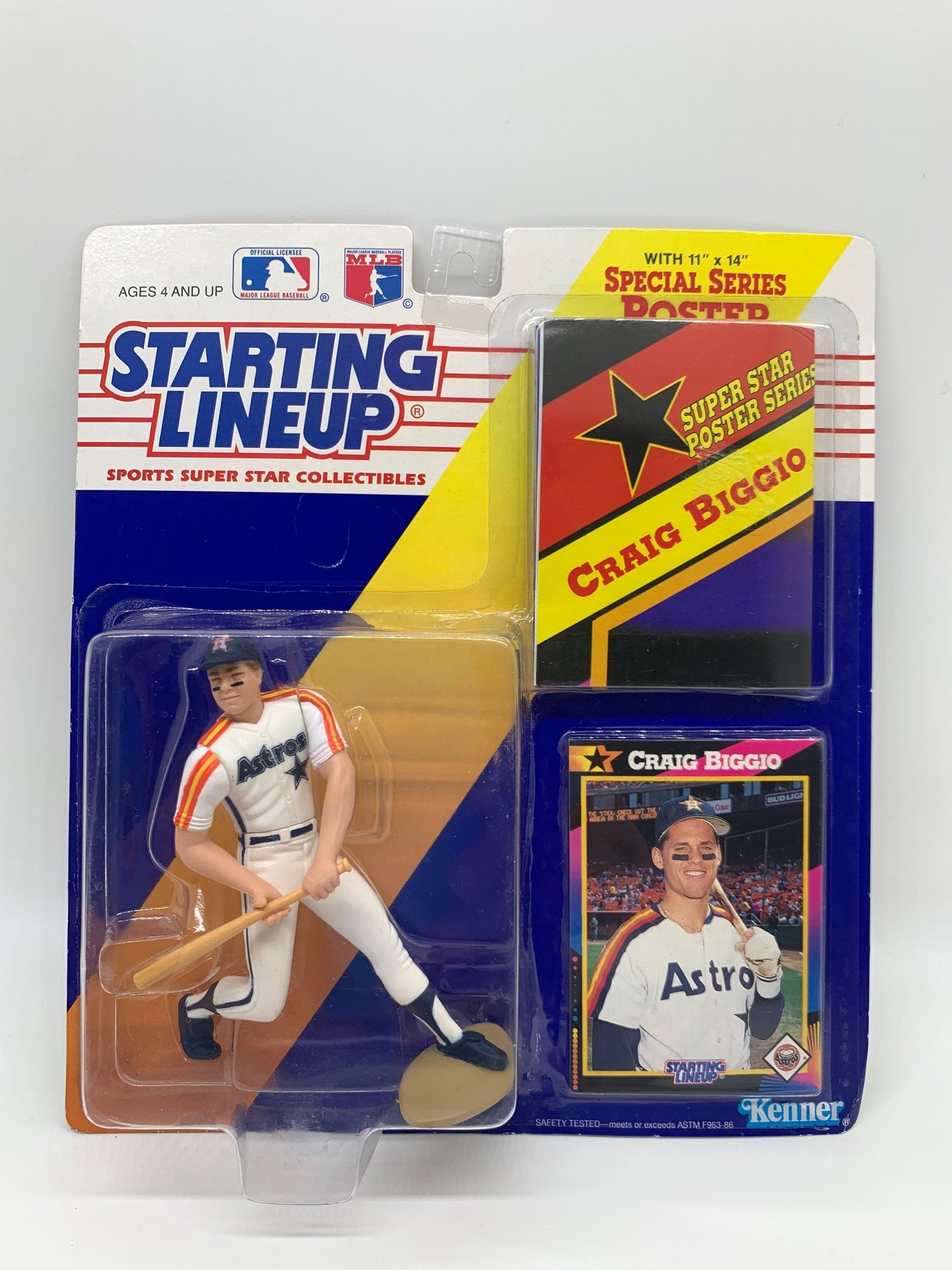 Starting Lineup Craig Biggio Houston Astros Action Figure White 1992 Kenner Collectable MLB Baseball Figurine Perfect Birthday Gift