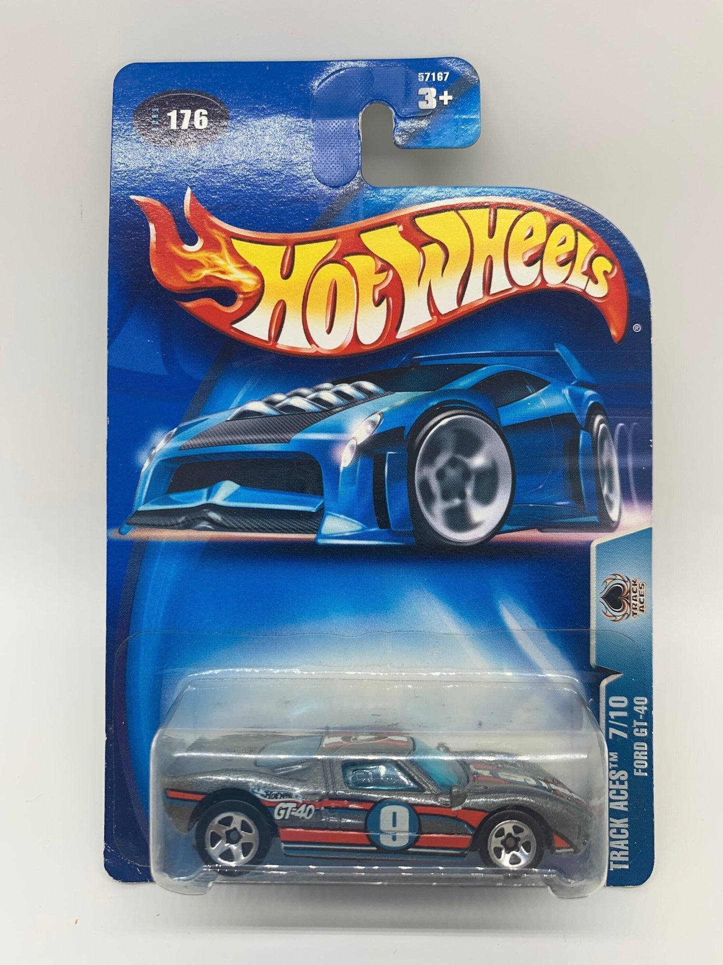 Hot Wheels Ford GT-40 Spade Gray Track Aces Perfect Birthday Gift Collectable Miniature Scale Model Toy Car