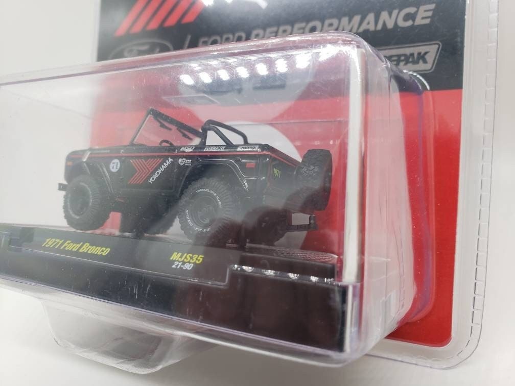 M2 Machines 1971 Ford Bronco Black Yokohama Ford Performance Limited Edition Miniature Collectible Scale Model Toy Car Christmas Gift