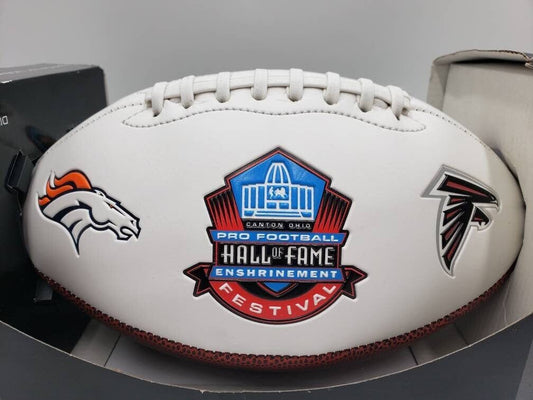 Jarden Sports Full Size Football White Brown Hall of Fame Enshrinement Collectible NFL Memorabilia Ball Denver Broncos vs Atlanta Falcons