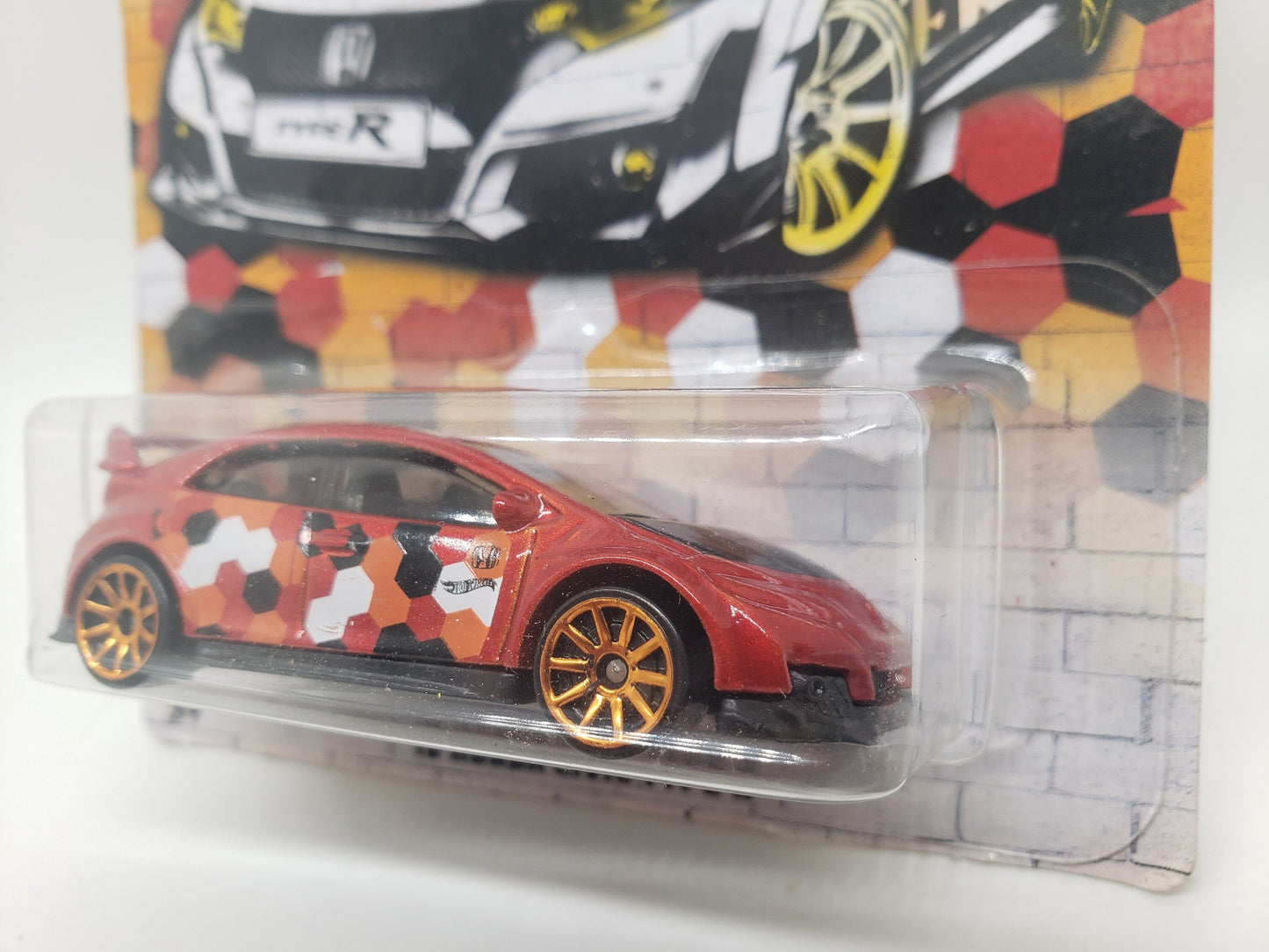 Hot Wheels 16 Honda Civic Type R Metalflake Orange Urban Camouflage Miniature Collectable Scale Model Toy Car Perfect Birthday Gift