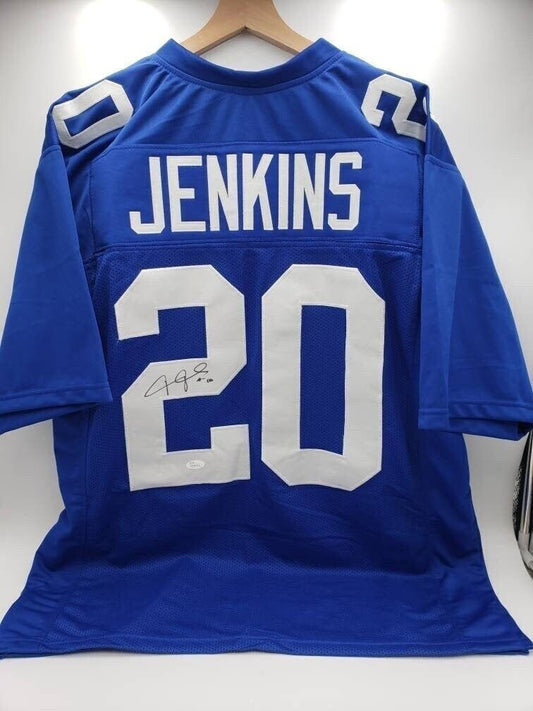Autographed New York Giants Jersey Adult Size XL Blue Janoris Jenkins #20 Signature Collectable NFL Football Apparel Perfect Birthday Gift