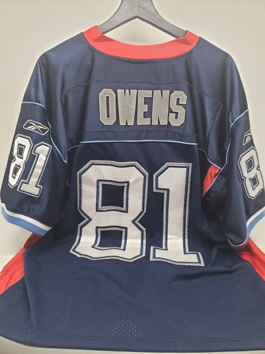 Buffalo Bills Terrell Owens 81 Blue Reebok Equipment Collectable NFL Football Jersey Adult Size 48 Large Perfect Birthday Gift